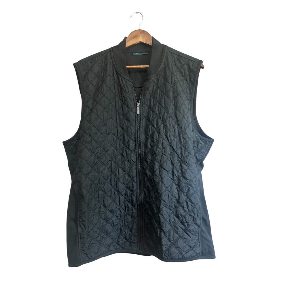 Perry Ellis XL Black Quilted‎ Vest Full Zip Sleeveless Puffer Jacket Coat